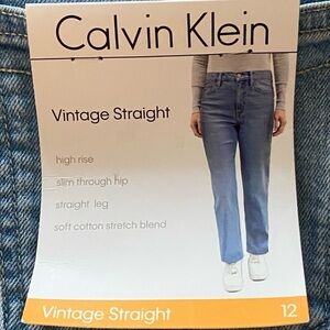 Calvin Klein jeans size 12.  New.  Vintage straight leg is the style , raw hem.